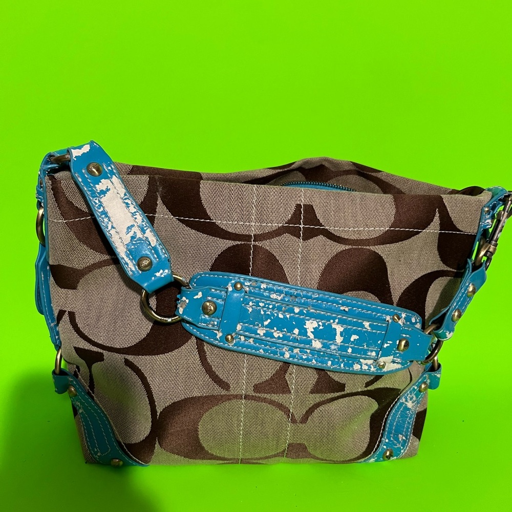 Brown and Blue Patterned Handbag - image 3
